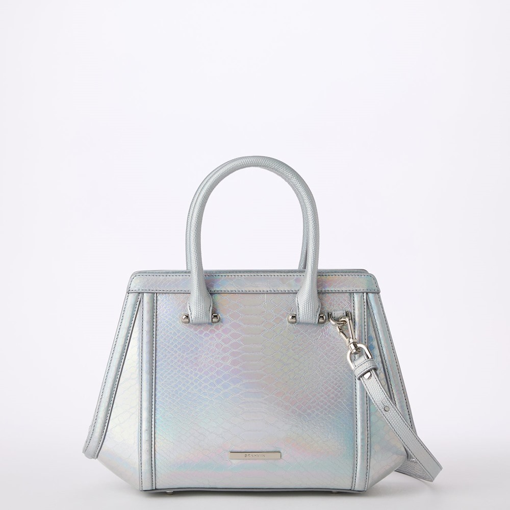 Brahmin Small Arden Leather Satchel - Silver Silverleaf