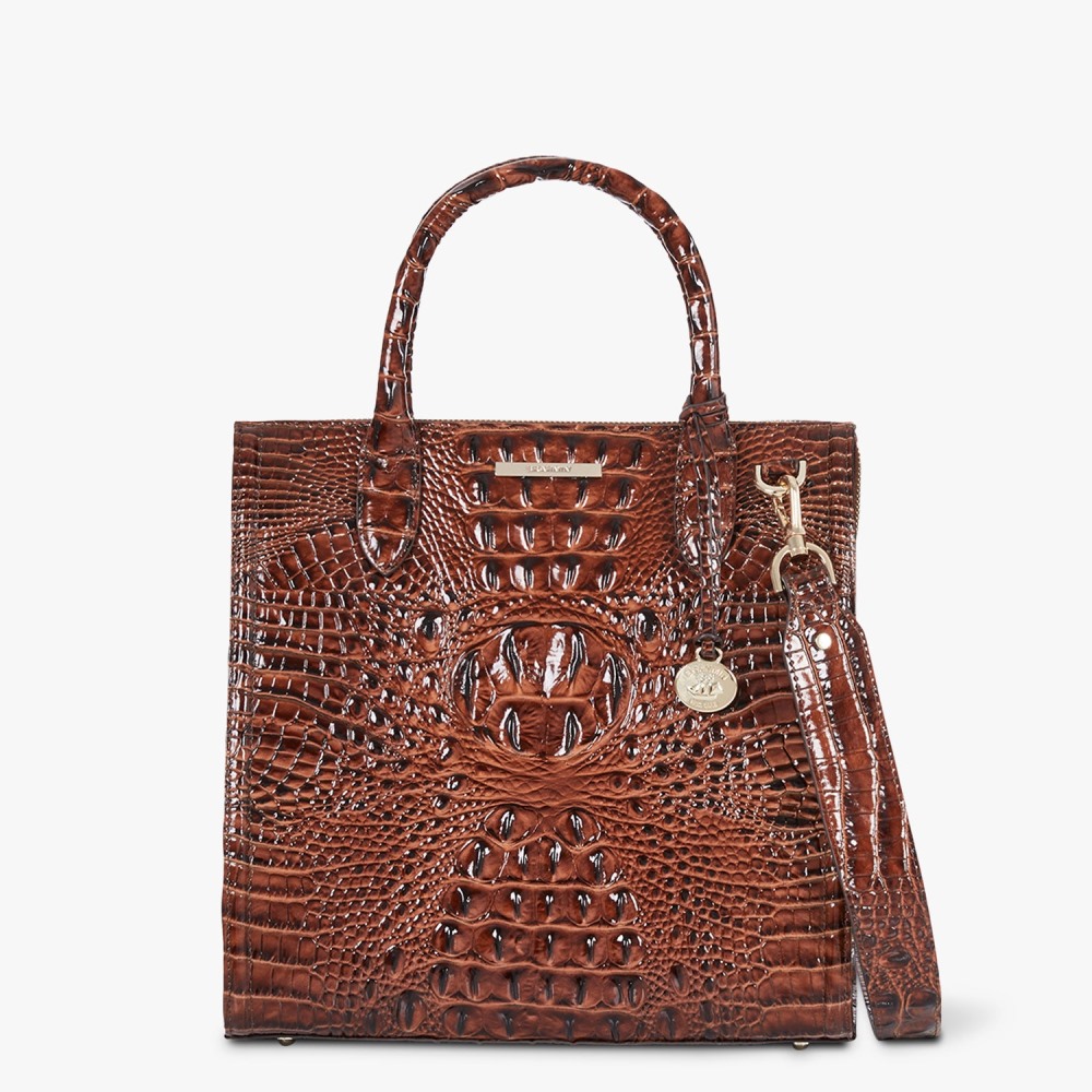 Brahmin Caroline Leather Satchel - Pecan Melbourne