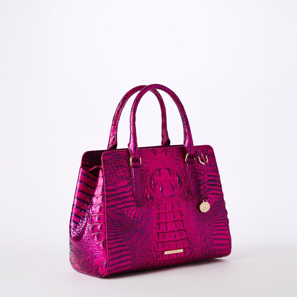 Brahmin Small Finely Leather Satchel - Voltage Violet