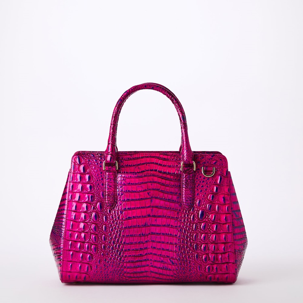 Brahmin Small Finely Leather Satchel - Voltage Violet