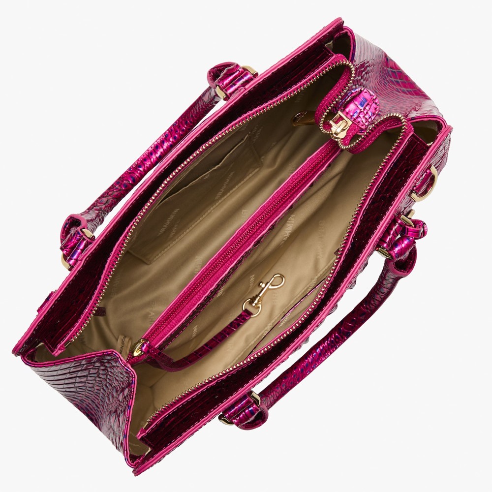 Brahmin Small Finely Leather Satchel - Voltage Violet