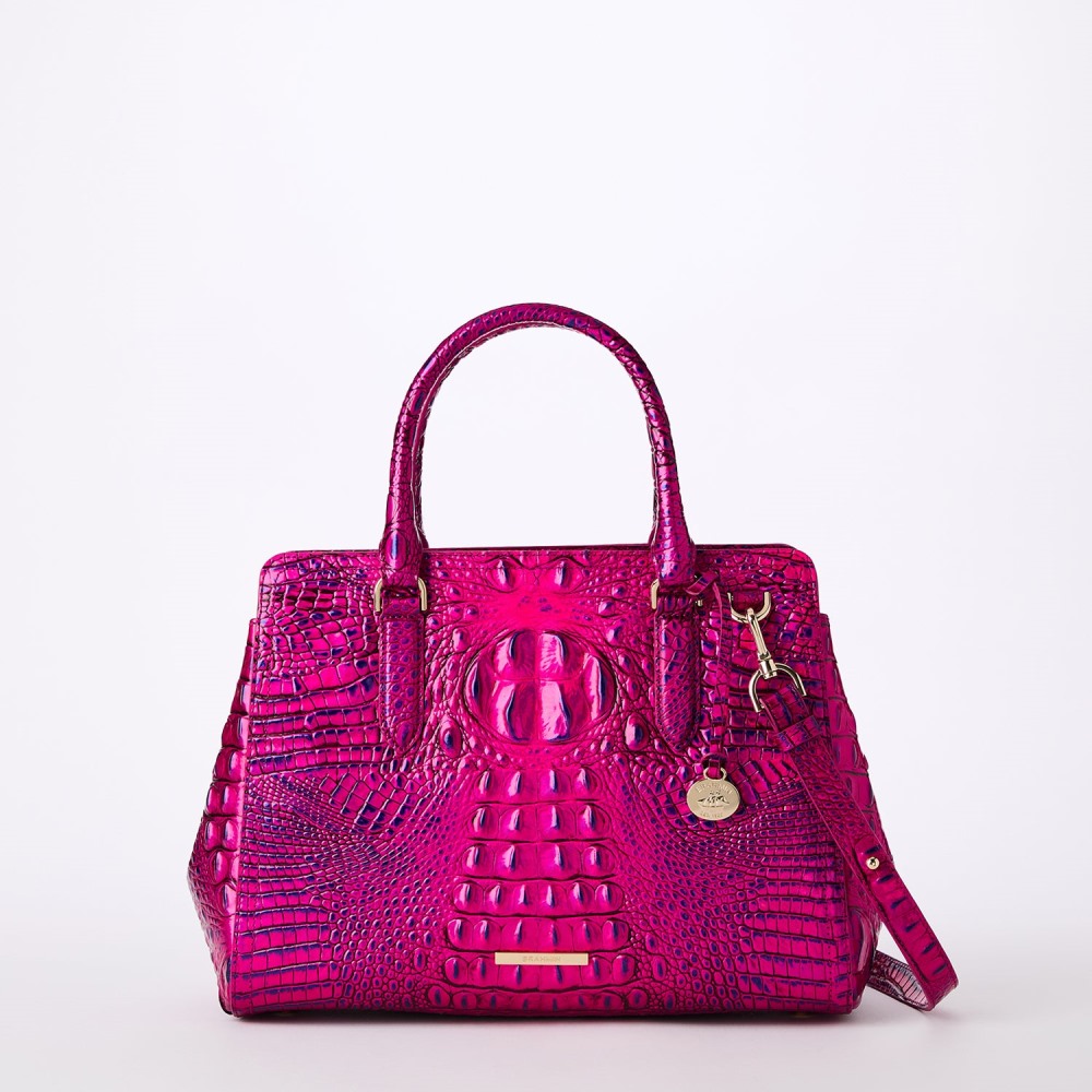 Brahmin Small Finely Leather Satchel - Voltage Violet