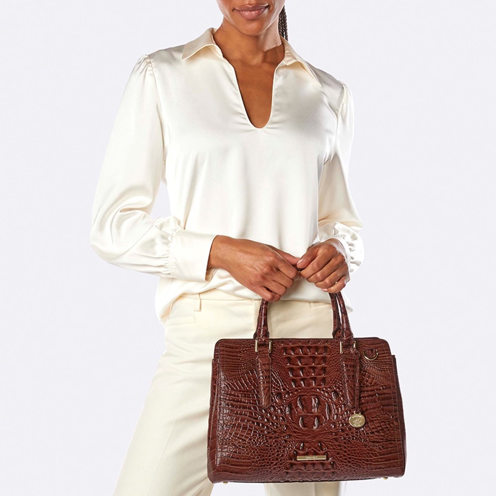 Brahmin Small Finely Leather Satchel - Voltage Violet