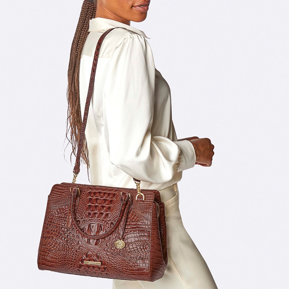 Brahmin Small Finely Leather Satchel - Voltage Violet