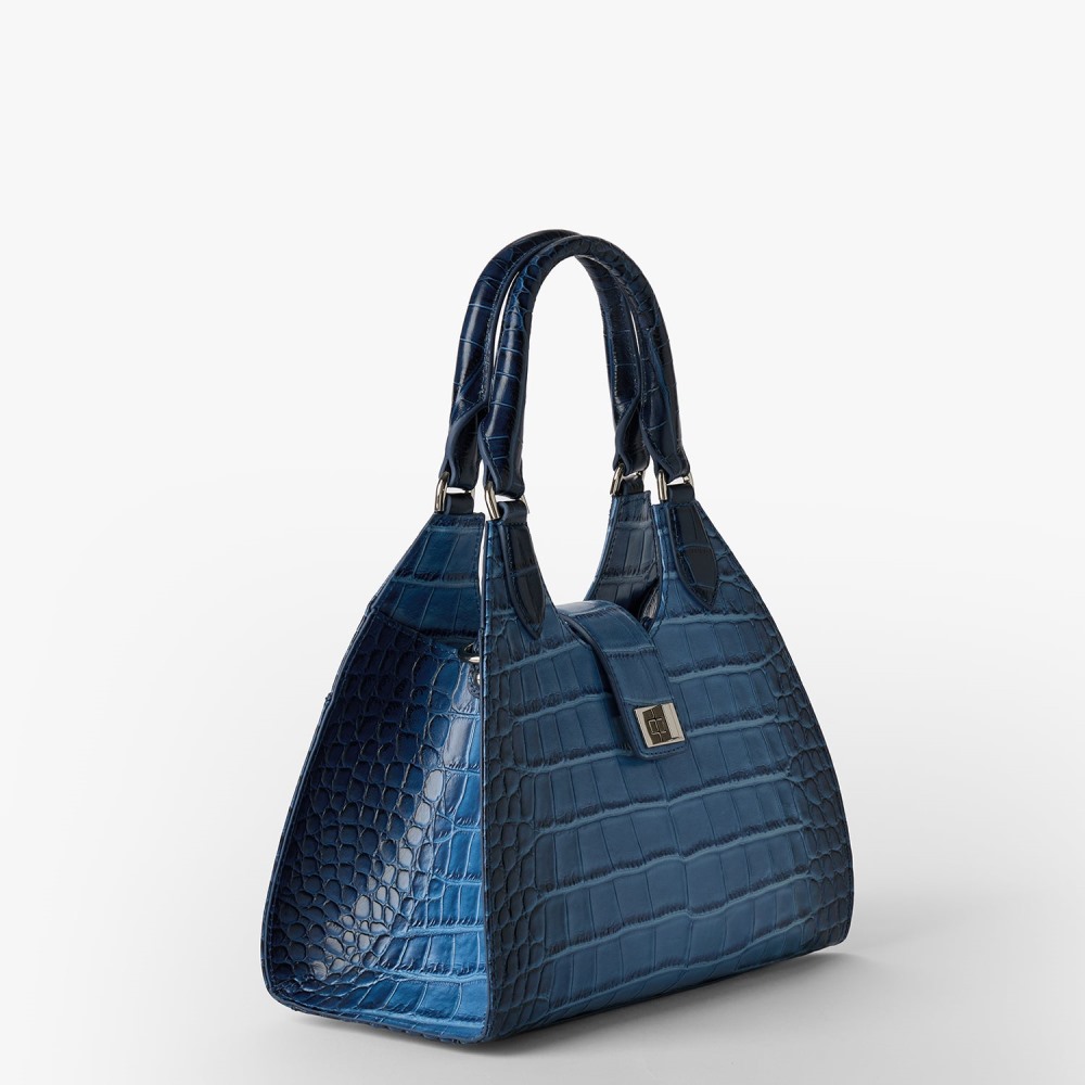 Brahmin Adrian Leather Satchel - Heavenly Blue Lumeria