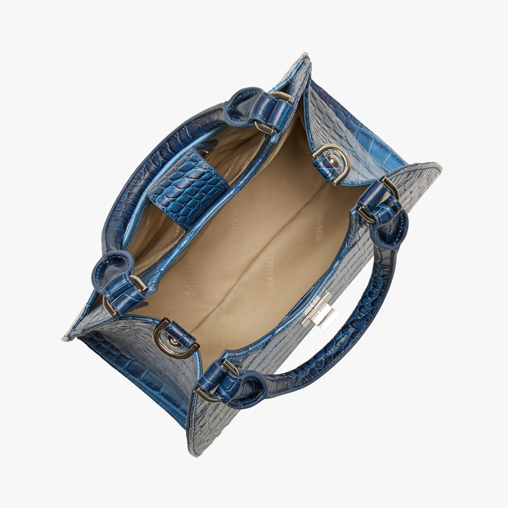 Brahmin Adrian Leather Satchel - Heavenly Blue Lumeria