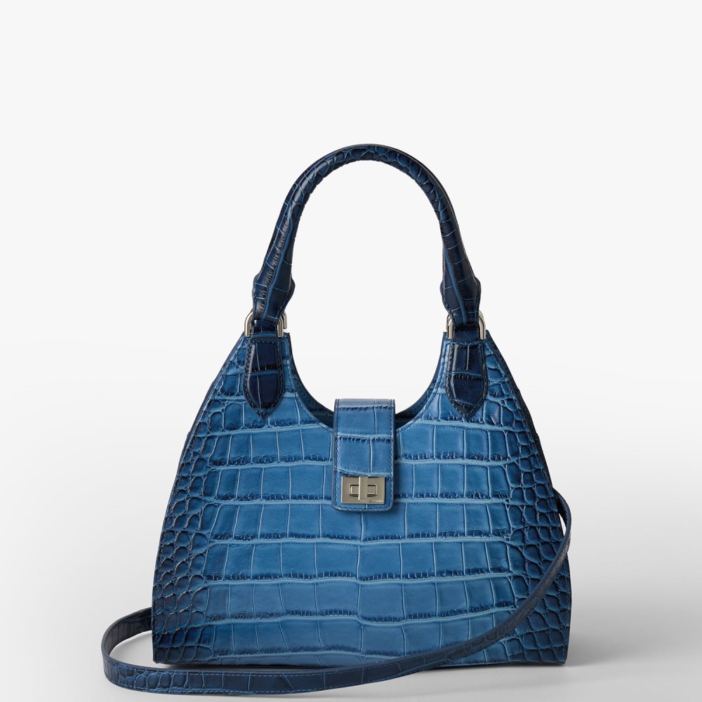 Brahmin Adrian Leather Satchel - Heavenly Blue Lumeria