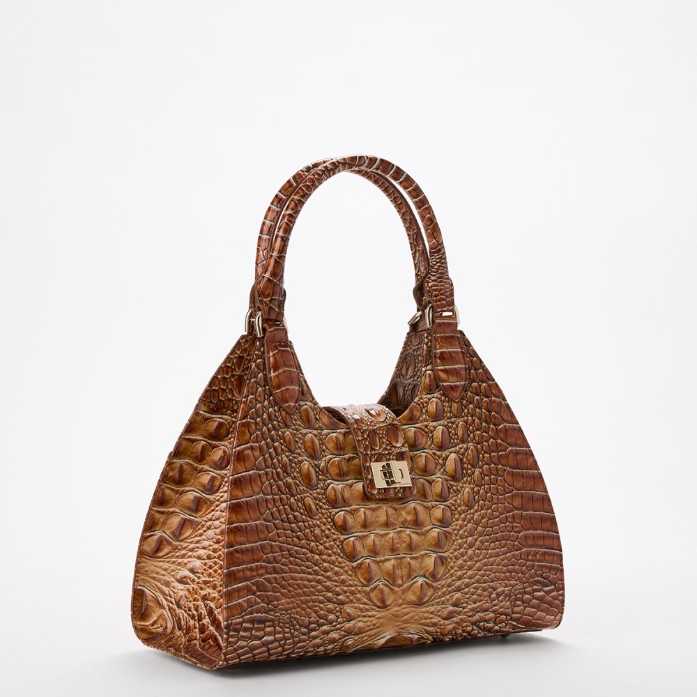 Brahmin Adrian Leather Satchel - Luggage Brown Melbourne