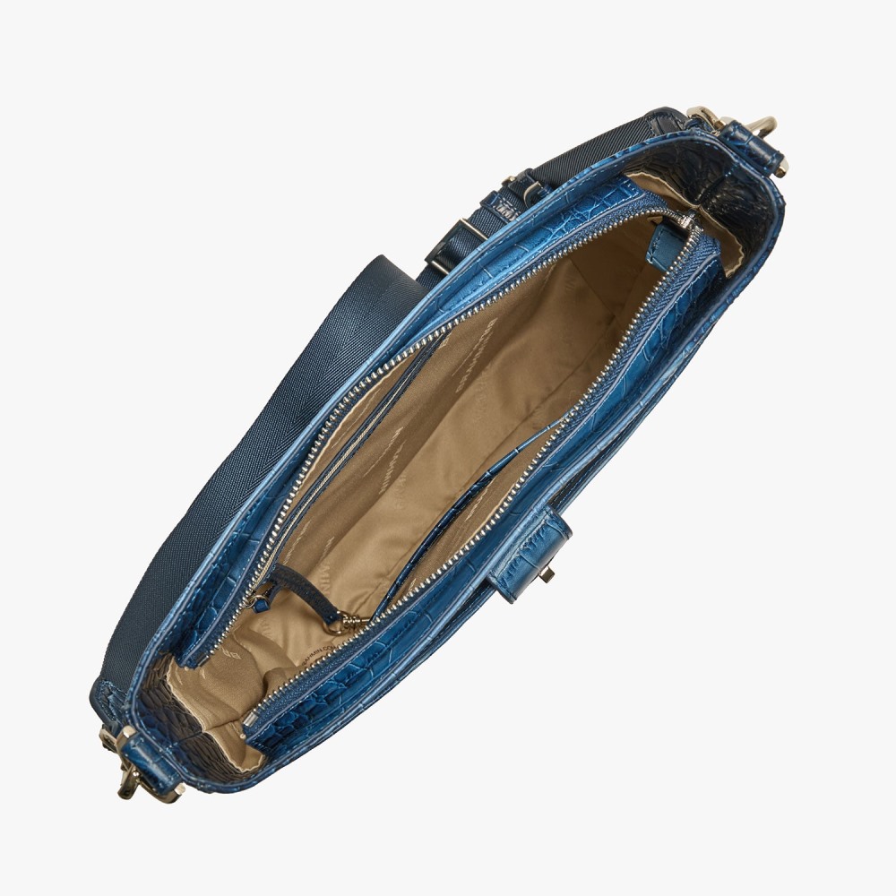 Brahmin Leia Leather Crossbody - Heavenly Blue Lumeria