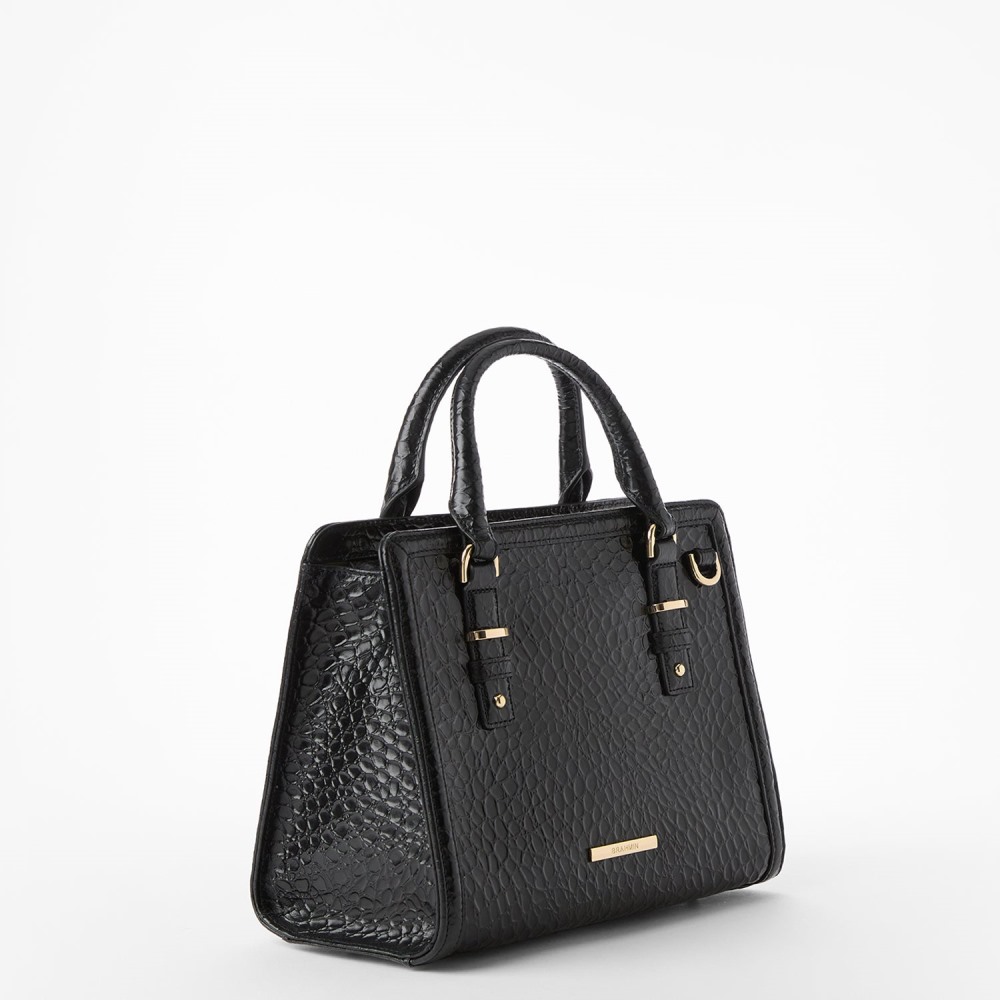 Brahmin Cami Leather Satchel - Black Hematite