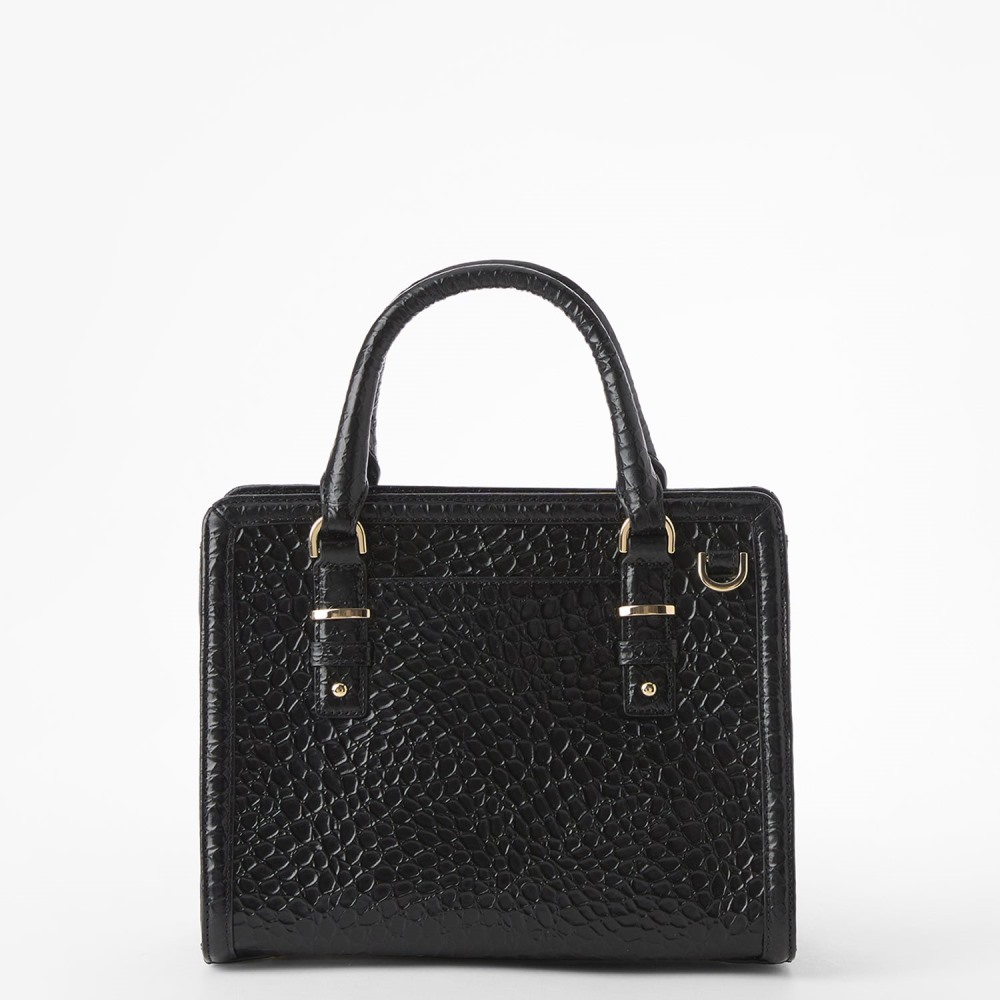 Brahmin Cami Leather Satchel - Black Hematite