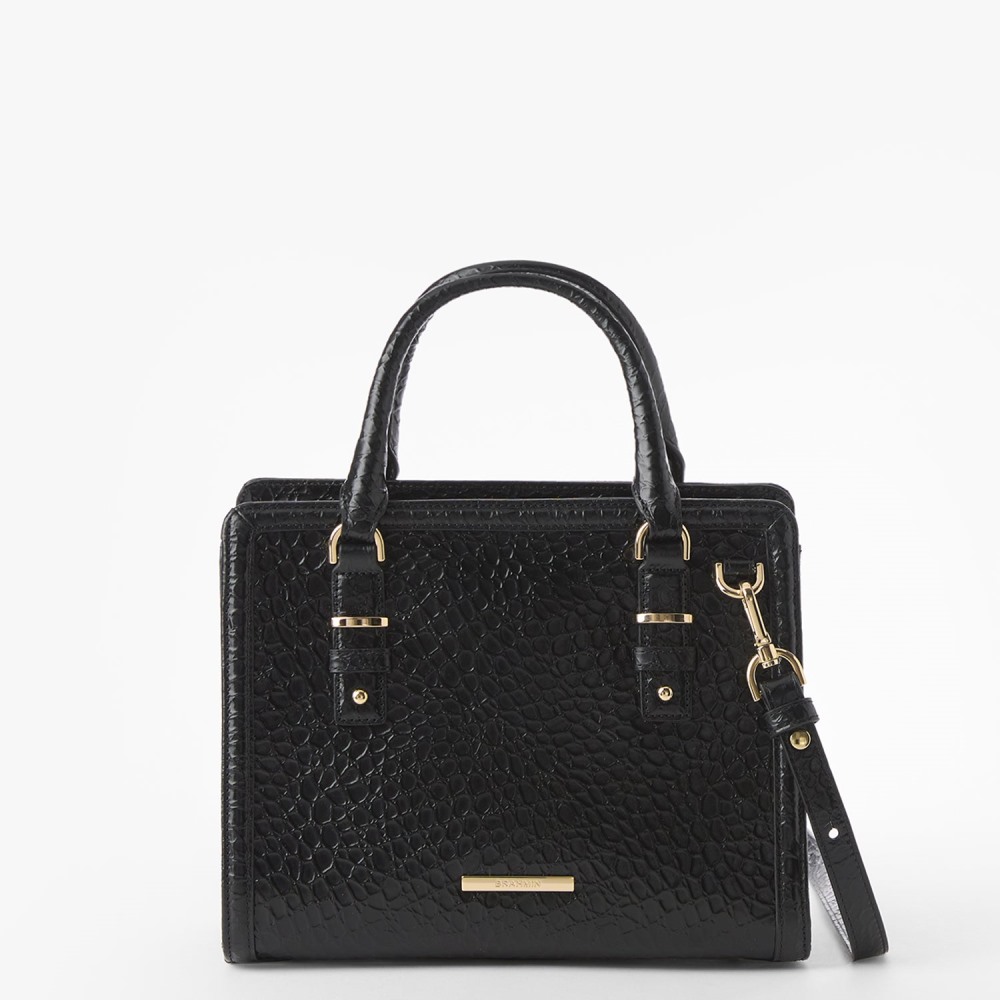 Brahmin Cami Leather Satchel - Black Hematite