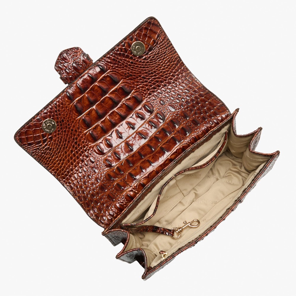 Brahmin Small Hallie Leather Satchel - Pecan