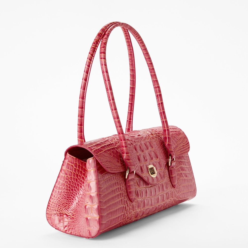 Brahmin Dayan Leather Satchel - Coral Snapdragon Melbourne