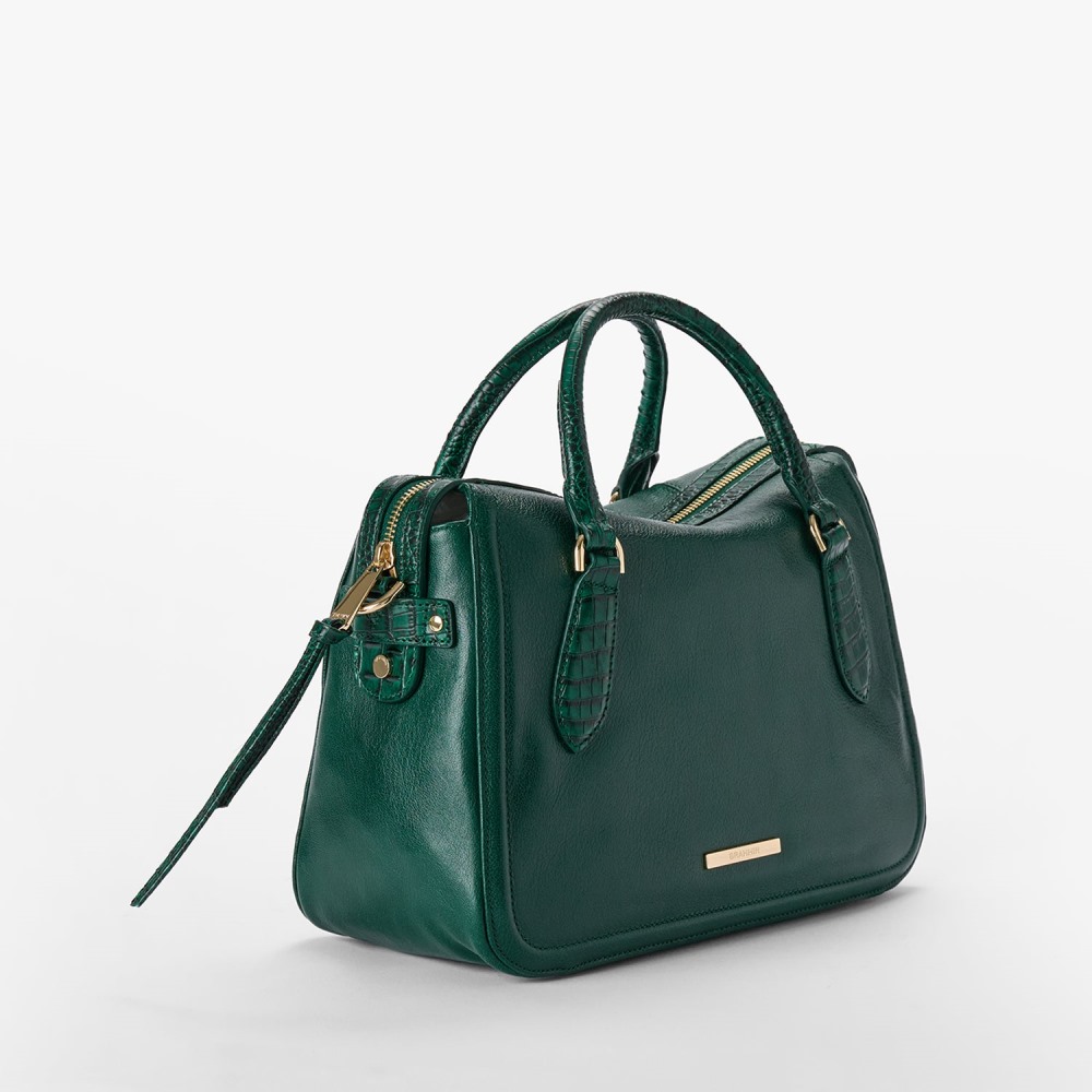 Brahmin Micaela Leather Satchel - Green Jupiter