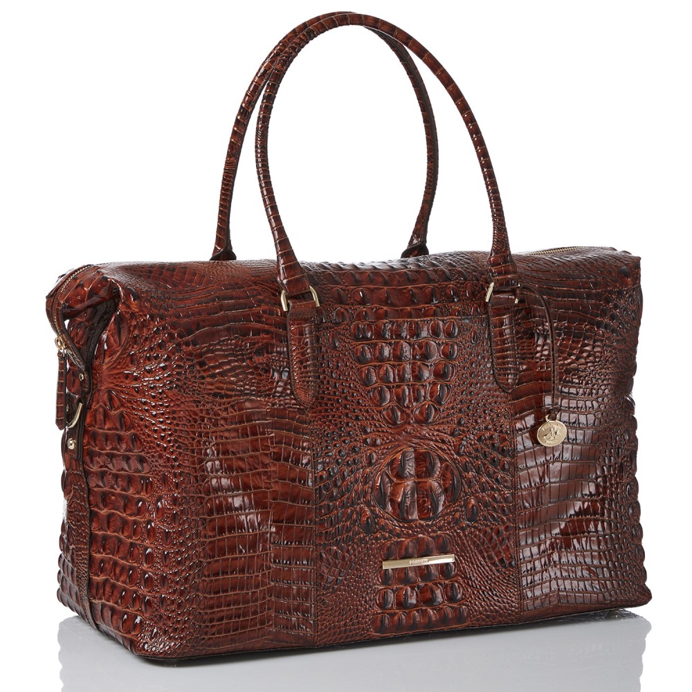 Brahmin Dux Weekender Leather Travel Bag - Pecan
