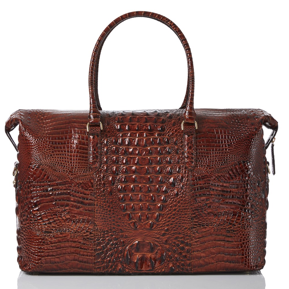Brahmin Dux Weekender Leather Travel Bag - Pecan