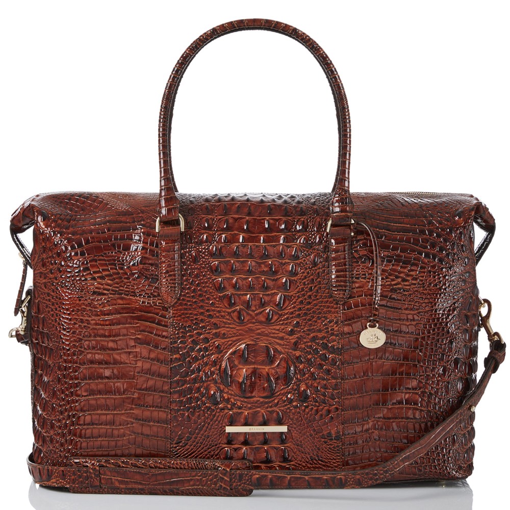 Brahmin Dux Weekender Leather Travel Bag - Pecan