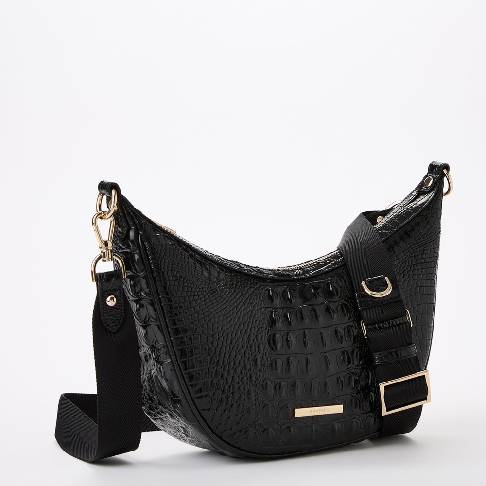Brahmin Percy Leather Crossbody - Black Melbourne