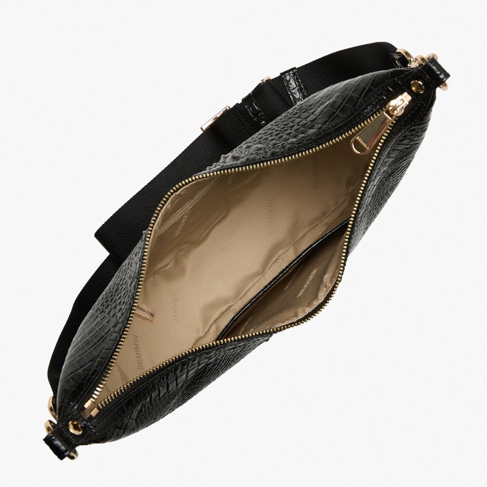 Brahmin Percy Leather Crossbody - Black Melbourne