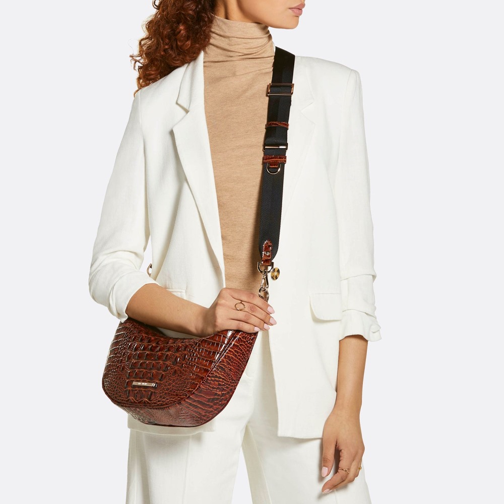Brahmin Percy Leather Crossbody - Black Melbourne