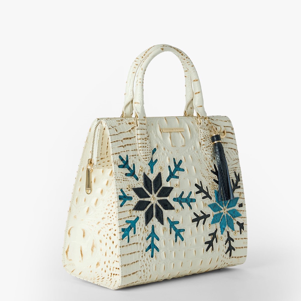 Brahmin Caroline Leather Satchel - Snowball Snowdrift