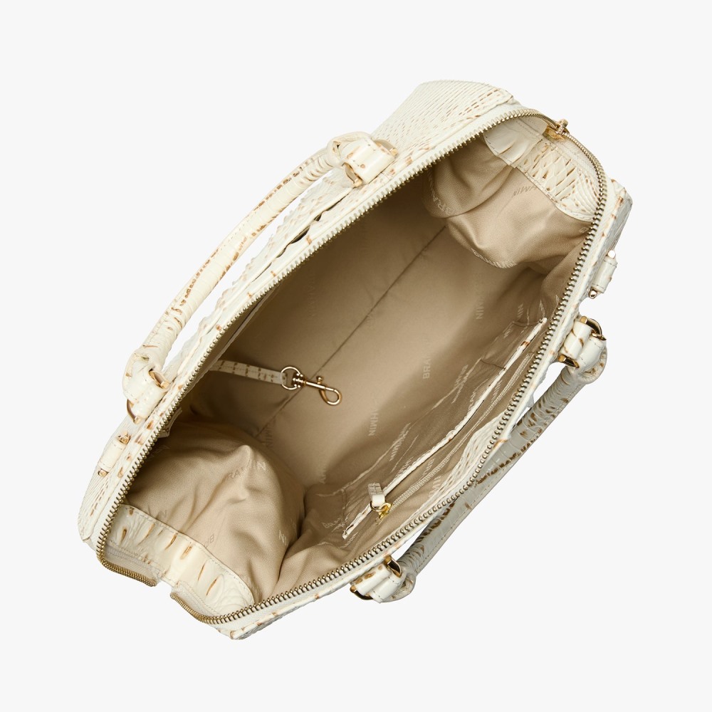 Brahmin Caroline Leather Satchel - Snowball Snowdrift