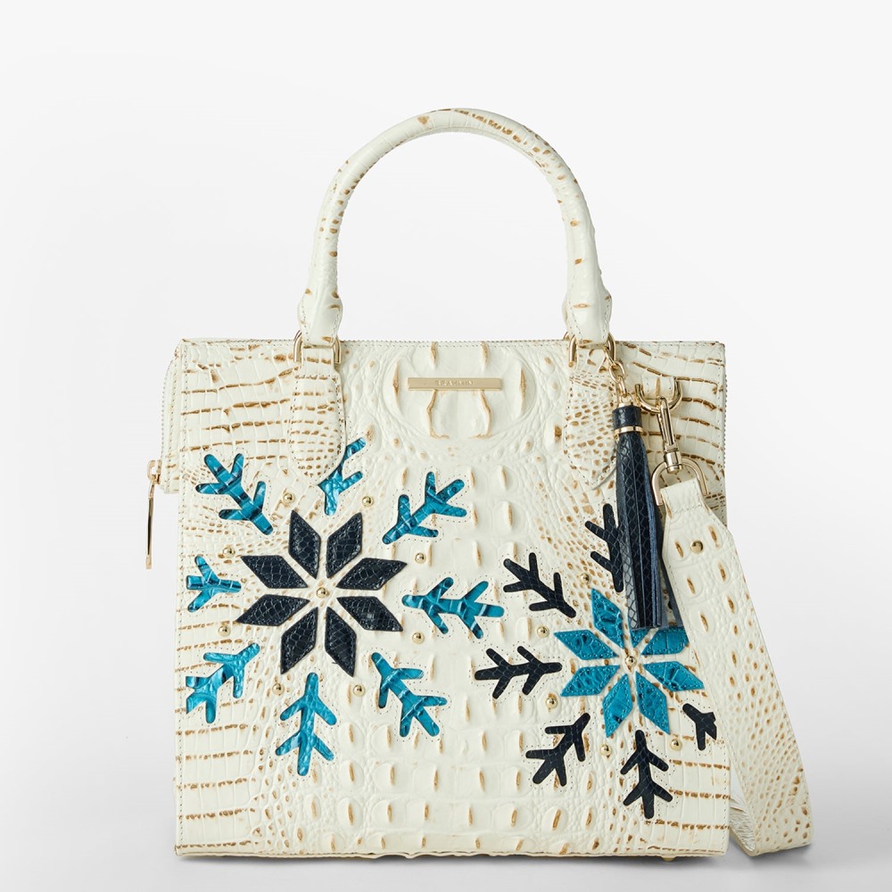 Brahmin Caroline Leather Satchel - Snowball Snowdrift