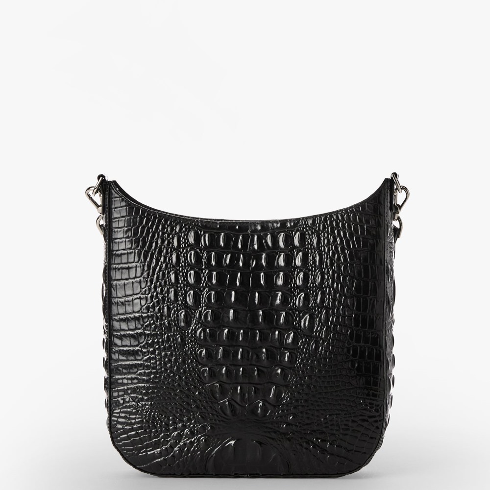 Brahmin Leia Leather Crossbody - Black Melbourne Silver Hardware