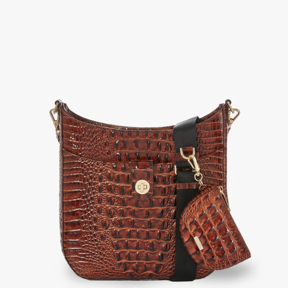 Brahmin Leia Leather Crossbody - Black Melbourne Silver Hardware