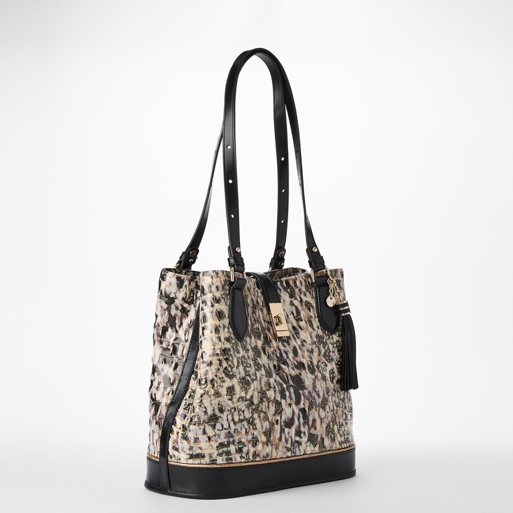 Brahmin Fiora Leather Bucket Bag - Multi Pellham