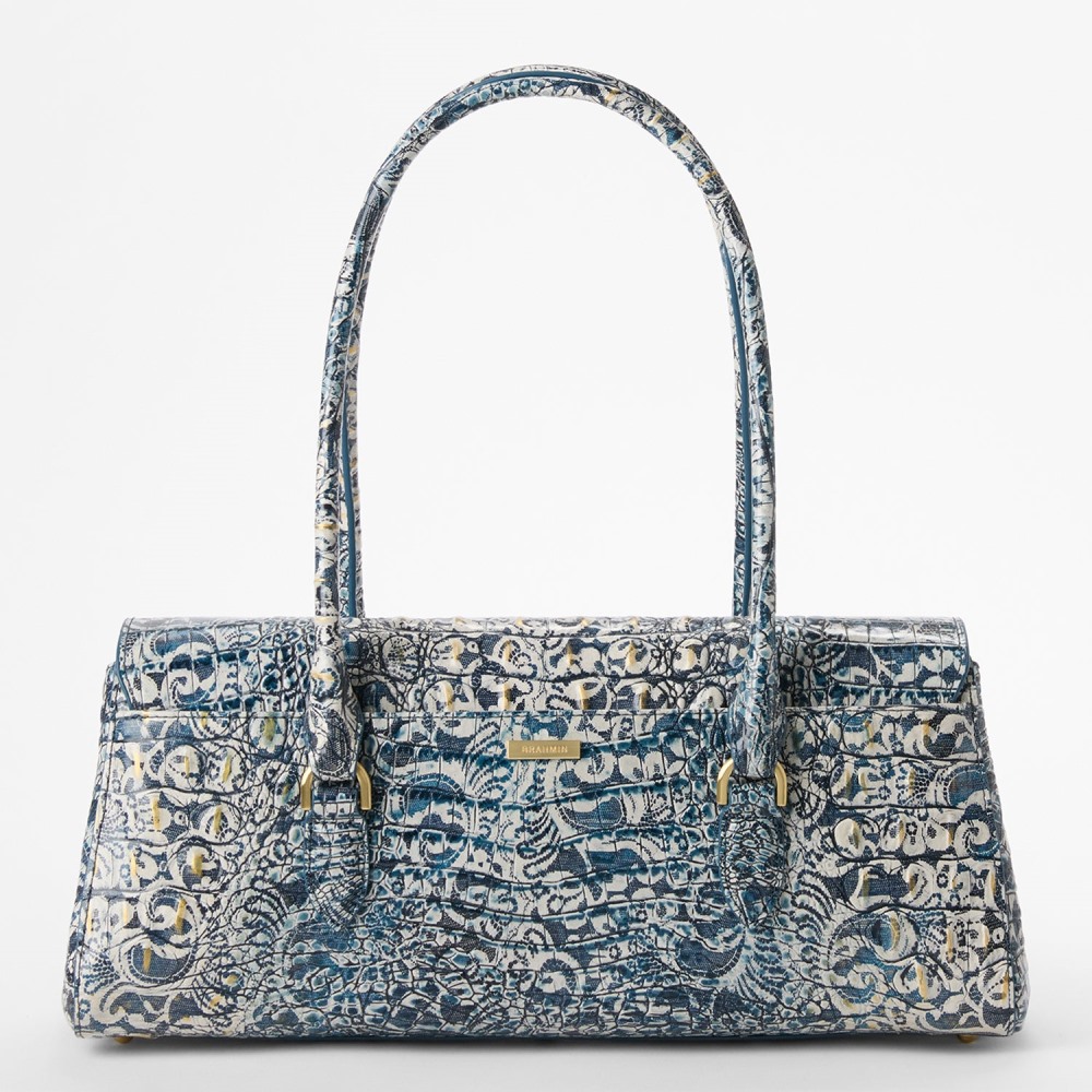 Brahmin Dayan Leather Satchel - Blue Filigree Melbourne