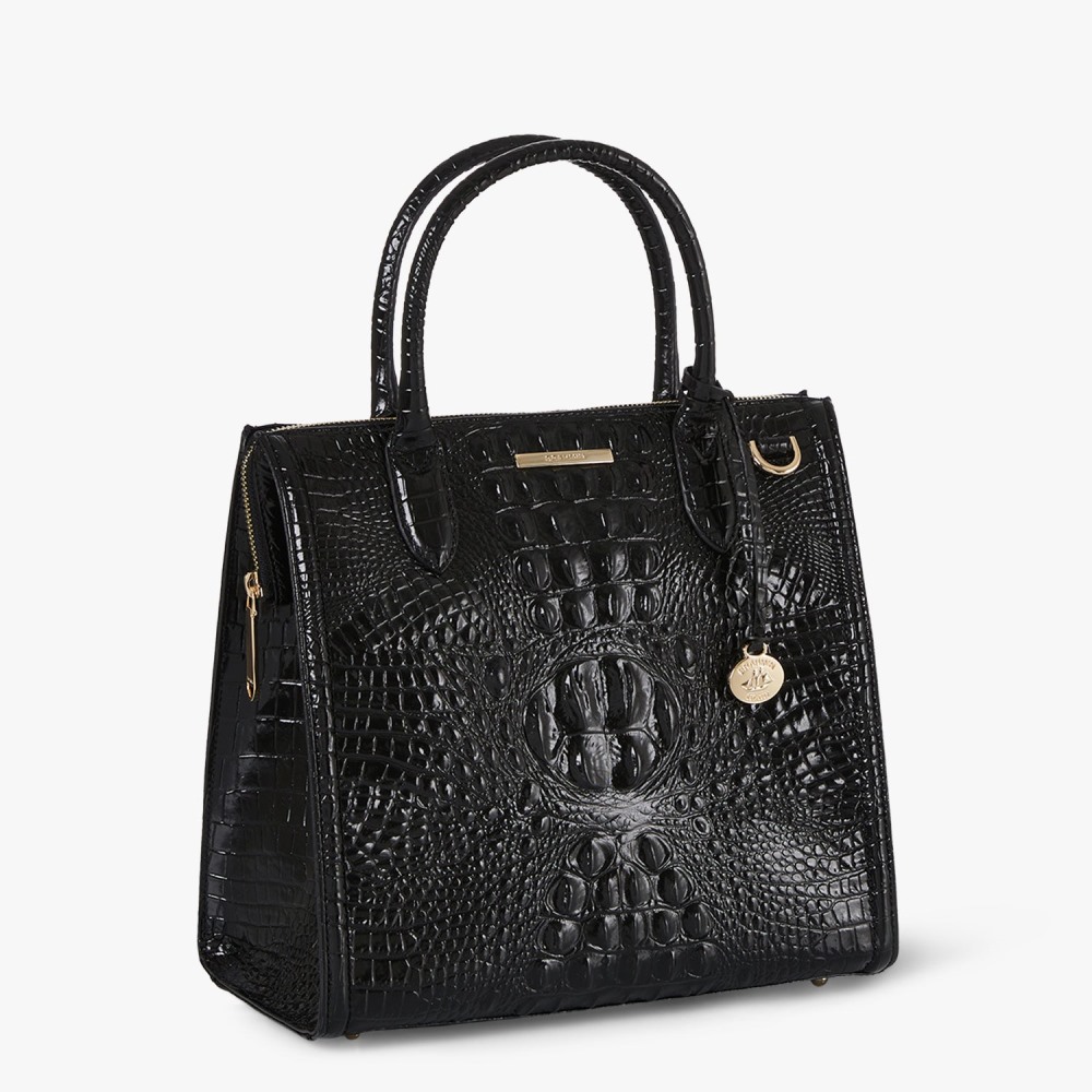 Brahmin Caroline Leather Satchel - Black Melbourne