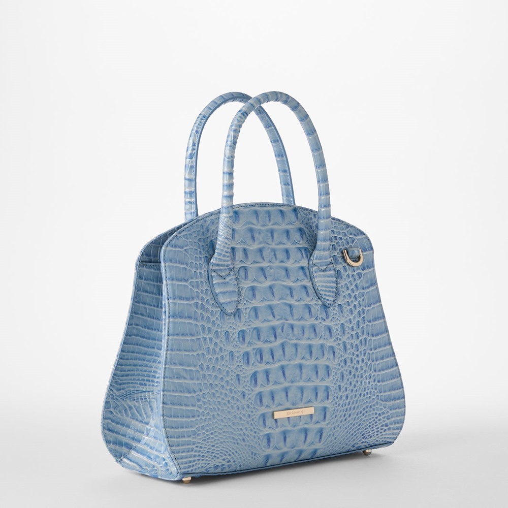 Brahmin Rosetta Leather Satchel - Heavenly Blue Melbourne