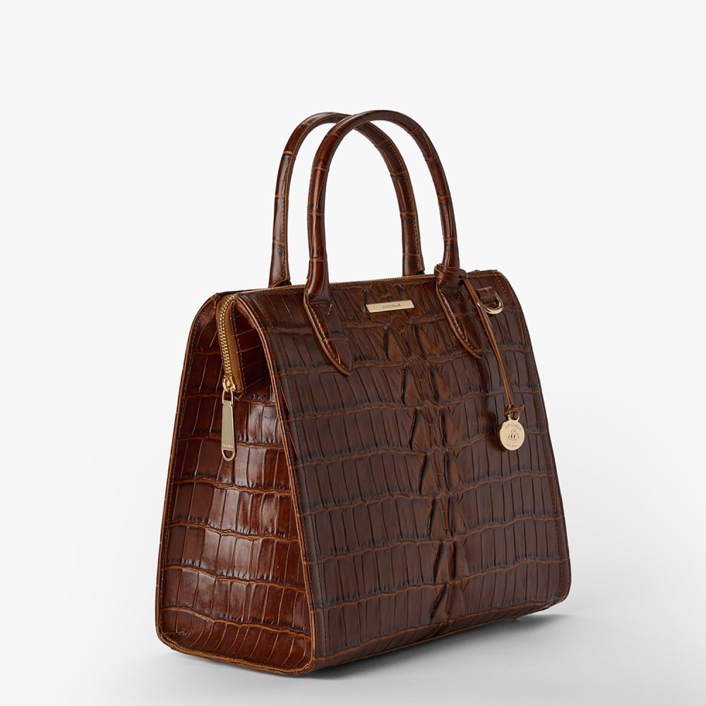 Brahmin Caroline Leather Satchel - Chestnut Marana