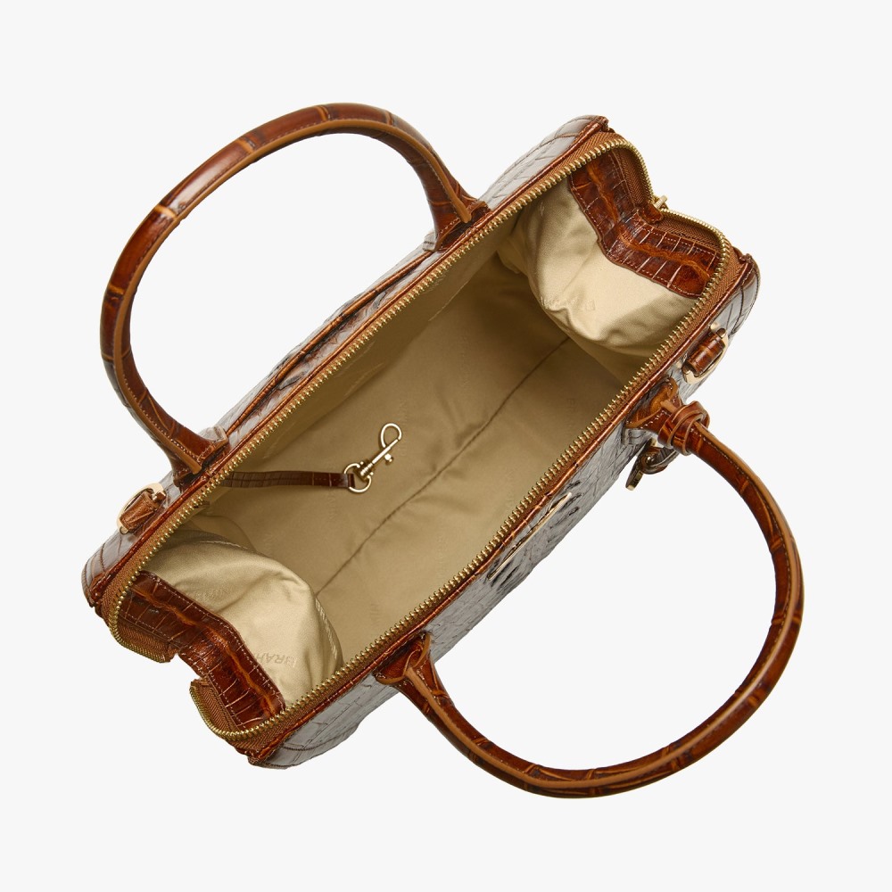 Brahmin Caroline Leather Satchel - Chestnut Marana