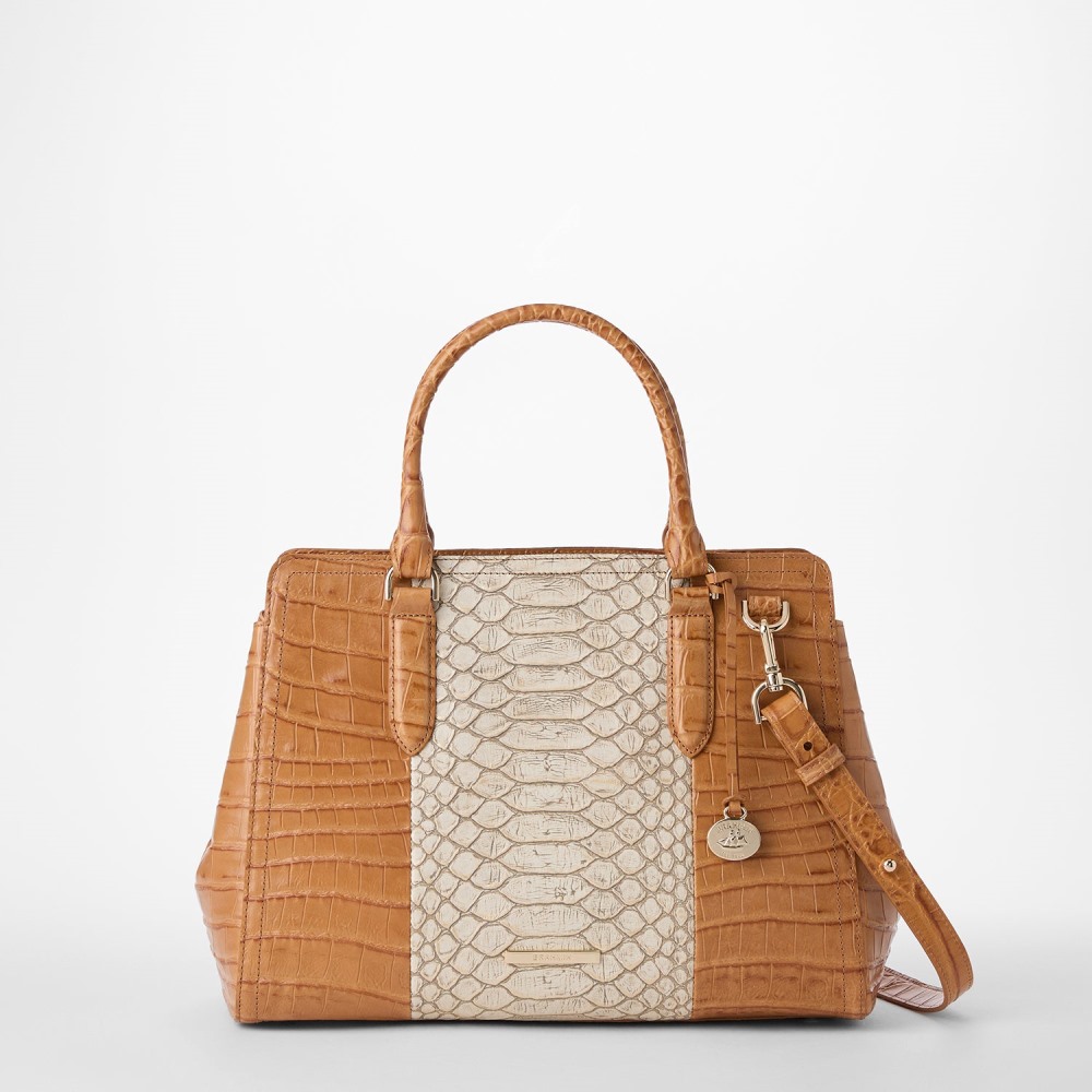 Brahmin Small Finely Leather Satchel - Multi Castalia