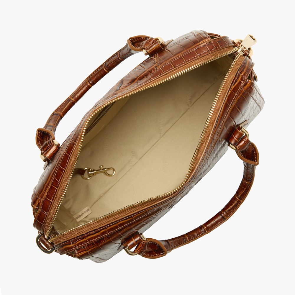 Brahmin Micaela Leather Satchel - Chestnut Marana