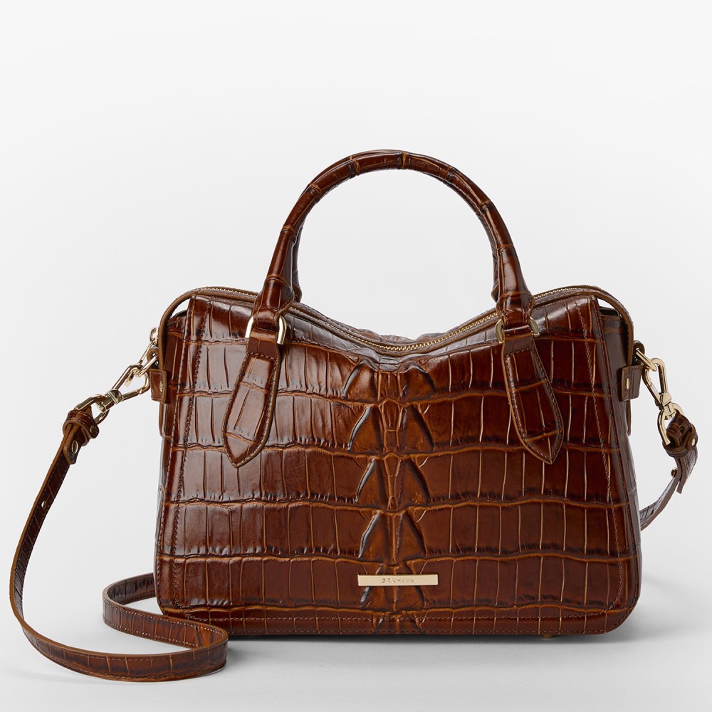 Brahmin Micaela Leather Satchel - Chestnut Marana