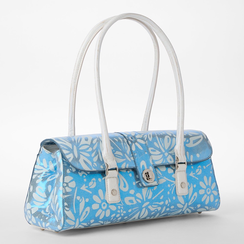 Brahmin Dayan Leather Satchel - Bellbottom Blue Lucent