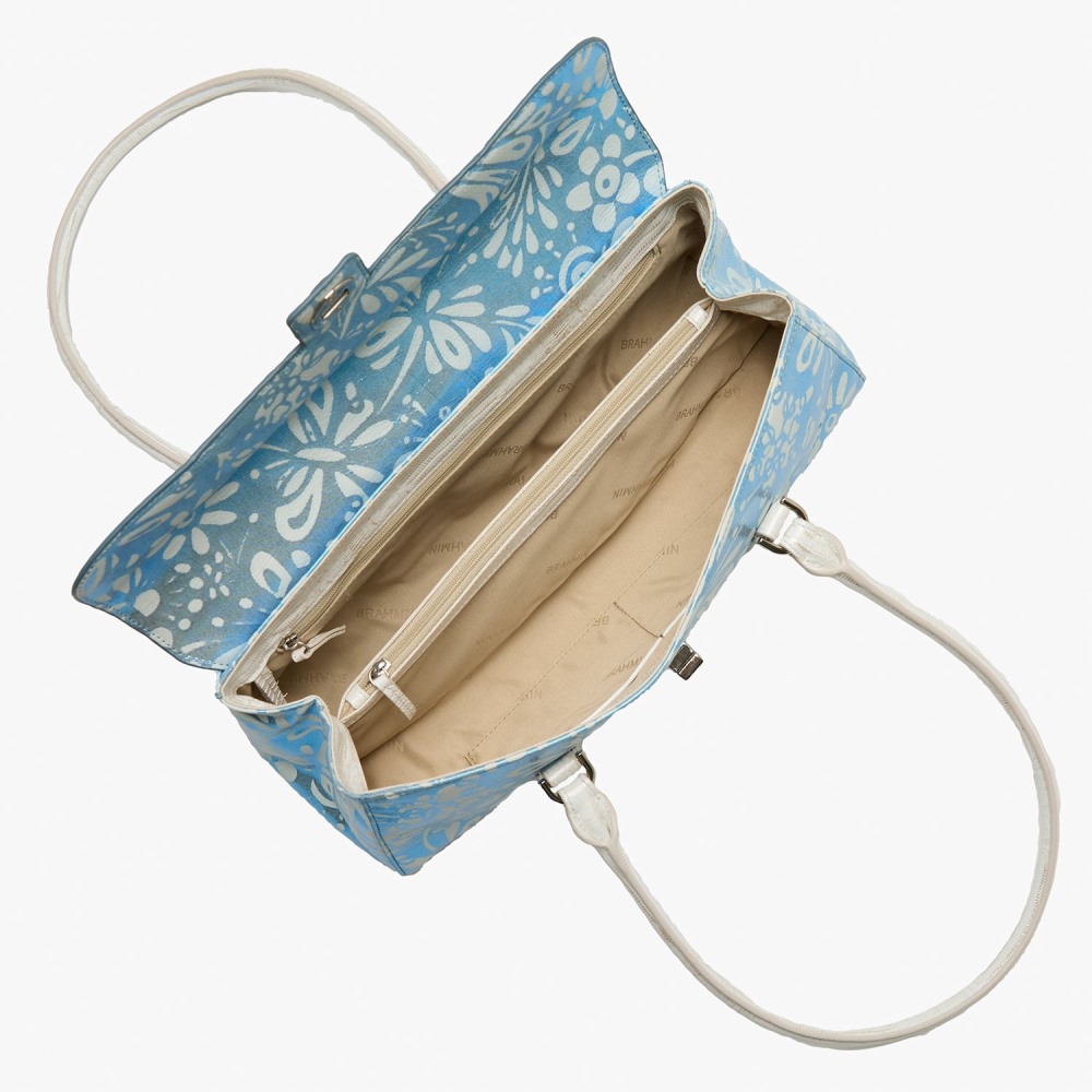 Brahmin Dayan Leather Satchel - Bellbottom Blue Lucent