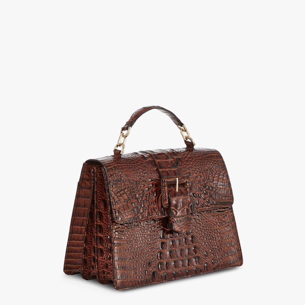 Brahmin Hallie Leather Satchel - Pecan Melbourne