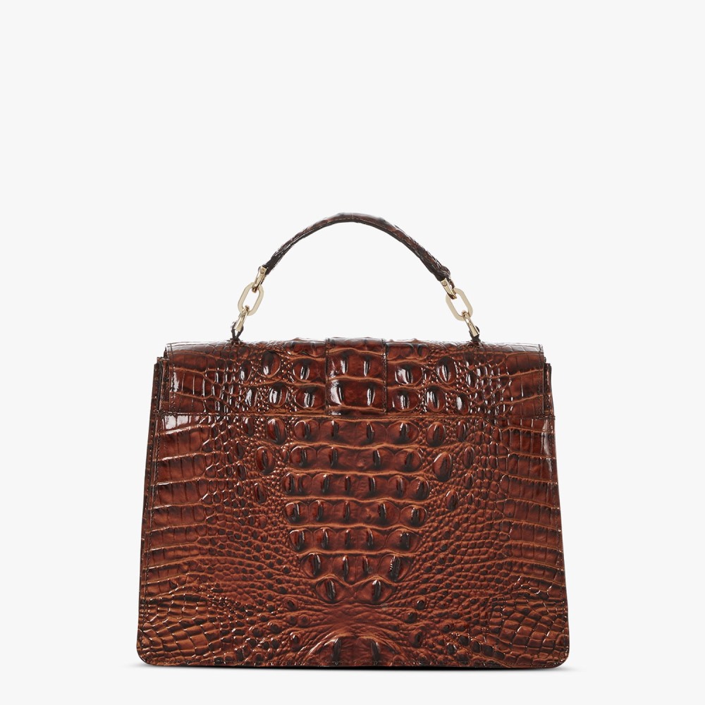 Brahmin Hallie Leather Satchel - Pecan Melbourne