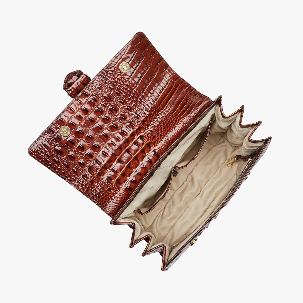 Brahmin Hallie Leather Satchel - Pecan Melbourne