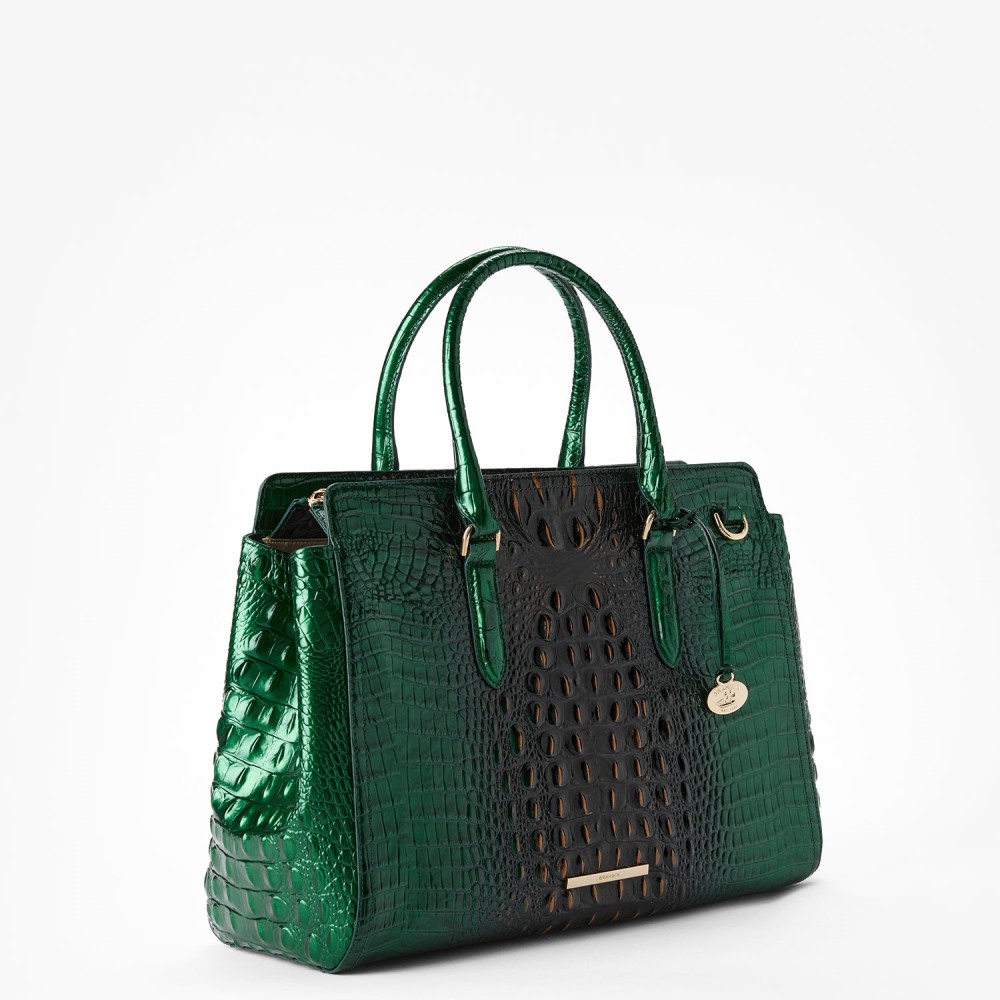 Brahmin Finley Carryall Leather Satchel - Evergreen Ombre