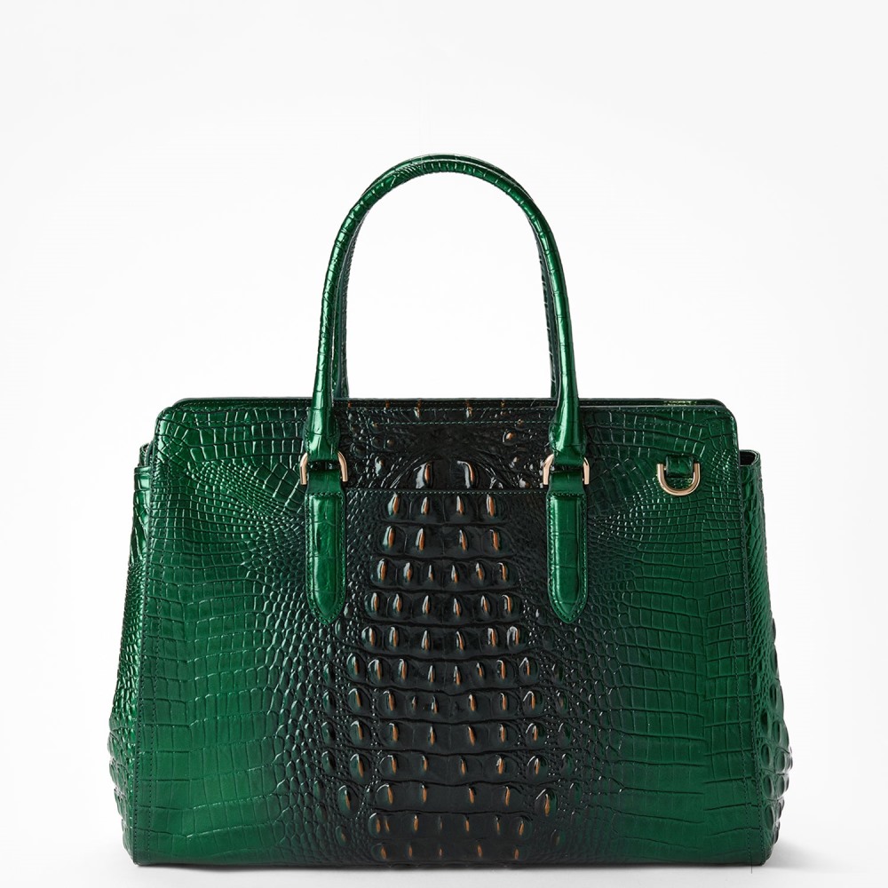 Brahmin Finley Carryall Leather Satchel - Evergreen Ombre