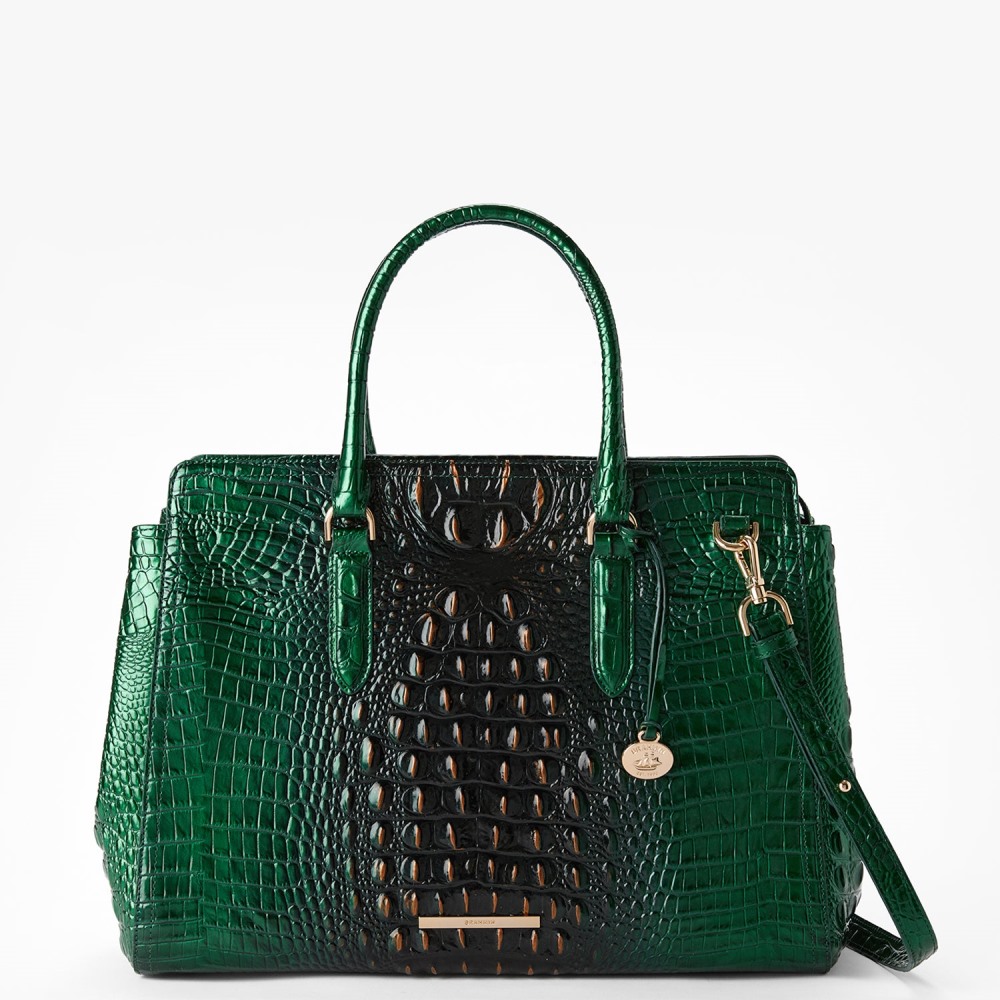 Brahmin Finley Carryall Leather Satchel - Evergreen Ombre