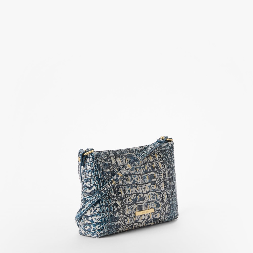 Brahmin Lorelei Leather Shoulder Bag - Blue Filigree