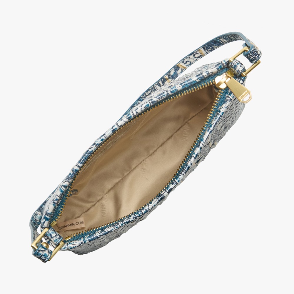 Brahmin Lorelei Leather Shoulder Bag - Blue Filigree