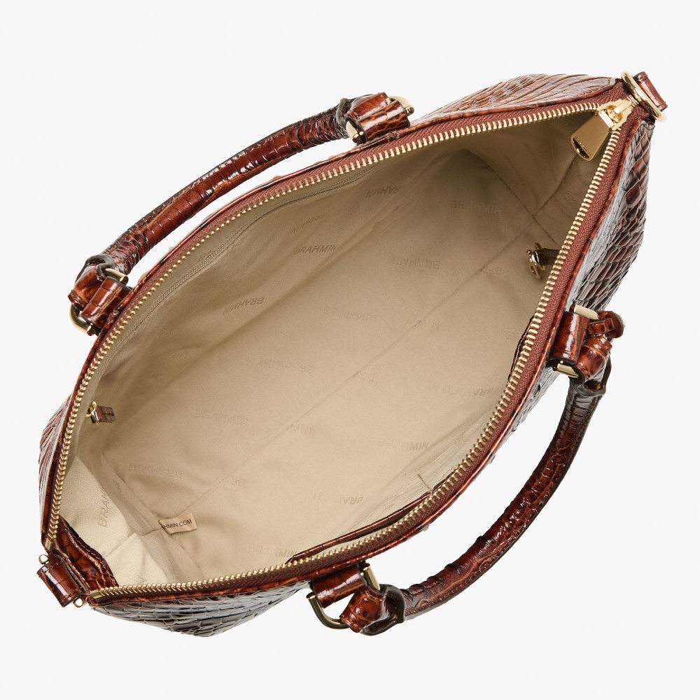 Brahmin Large Duxbury Leather Satchel - Pecan Melbourne